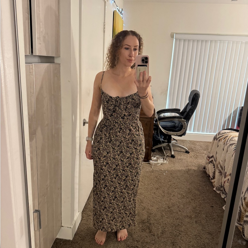 AUW Black Floral Maxi Dress